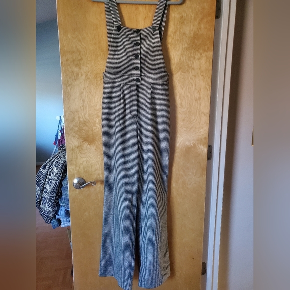 Sezane Ernest Jumpsuit Houndstooth Ecru/Noir Size 36 US 4 - Picture 4 of 4